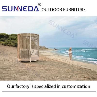 Luxury Modern Outdoor Beach Sunbed Sofa with Waterproof Back Cushion