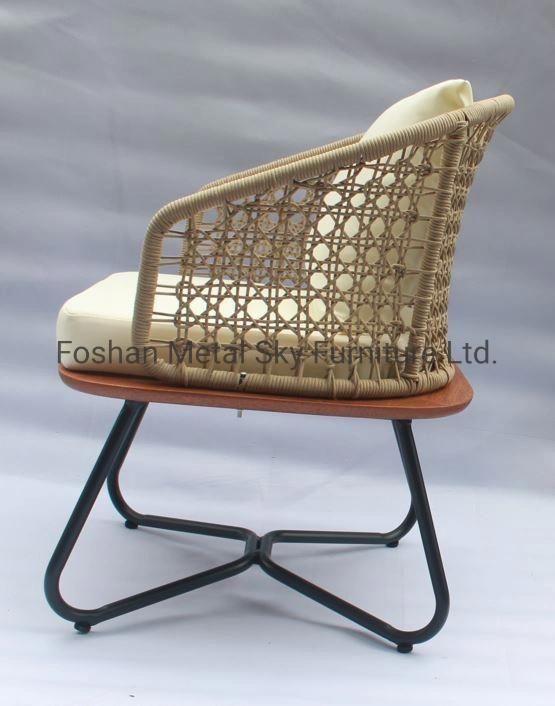 Outdoor Rattan Aluminum Wooden Garden Hotel Villa Patio Combination Chair