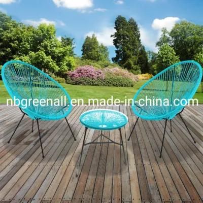 Colorful Outdoor Indoor Garden Round Rattan Wicker 2 Seater Bistro Set Blue