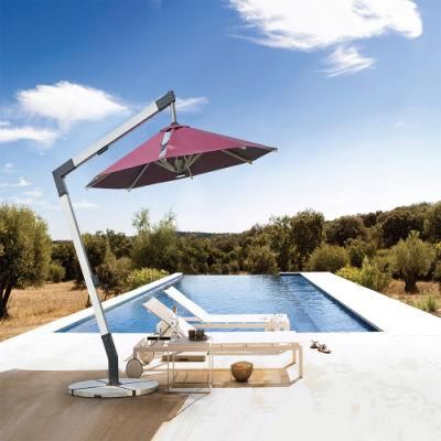Outdoor Luxury Lighted Single Top Iron Frame Cantilever Umbrella