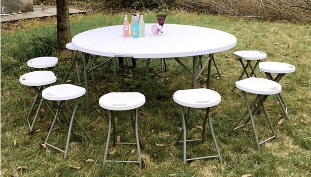 Wholesale Outdoor Furniture Portable Foldable HDPE Round Plastic Folding Table