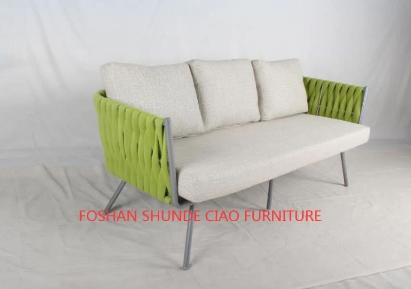 Aluminum Frame Powder Coating Rope Weaving Garden Sofa Outdoor Furniture with Cushion