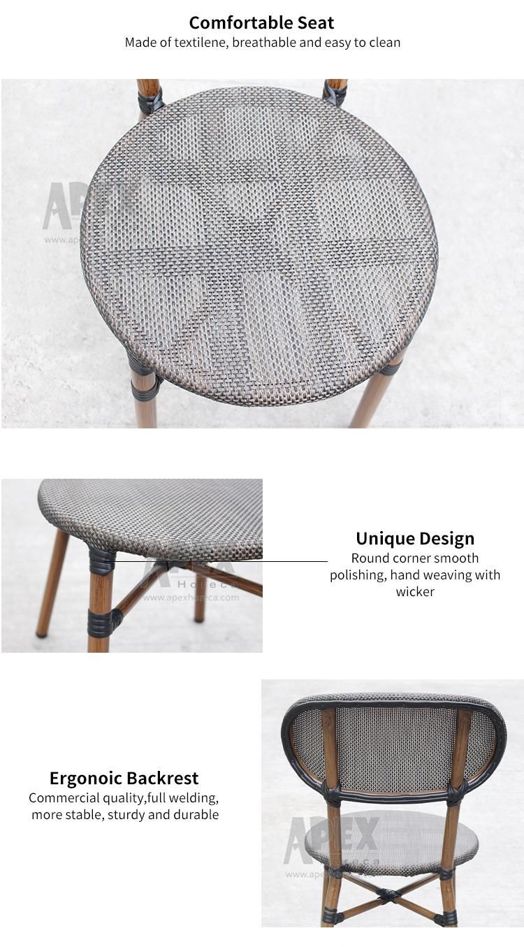 Cheap Price Patio Bamboo Look Textilene Bistro Restaurant Dining Chair