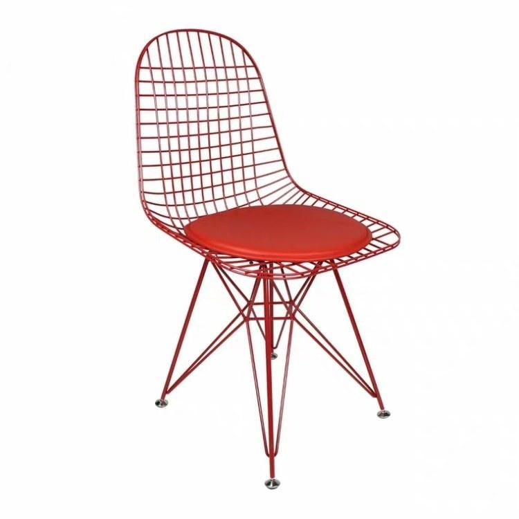 Fashion Stackable Cafe Black EMS Metal Garden Chair Gold Metal Wire Coffee Chair Hotel Dining Chair with Cushion