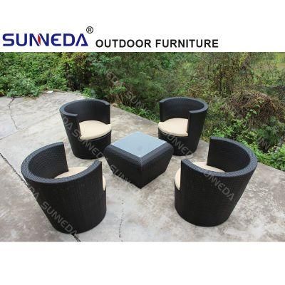 Outdoor Garden Patio Rattan Furniture Table Set with Pillow and Glass Cover