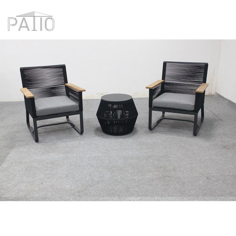 Small Patio Furniture Waterproof Cushions Outdoor Restaurant Chair with Teak Armrest