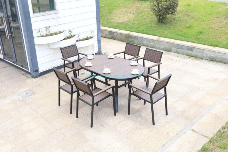 Factory Direct Sale Aluminum 4 Seater Garden Table and Paito Chairs Stackable Modern Outdoor Balcony Furniture