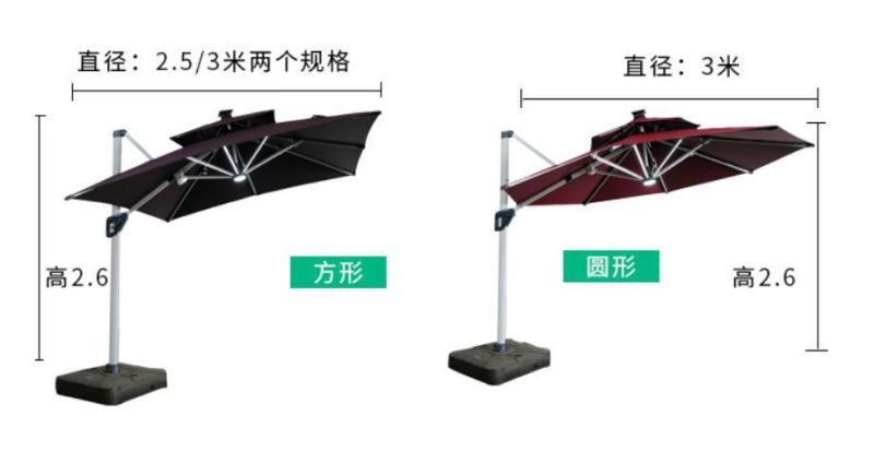 Wholesale Patio LED Light Garden Furniture Sun Shade Parasol Umbrella Outdoor Umbrellas Restaurant Cover Sun Shading Parasol Solar Charge LED Light Umbrella