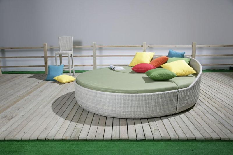 3 Years Fabric+High Density Foam Wicker with Canopy White Outdoor Daybed
