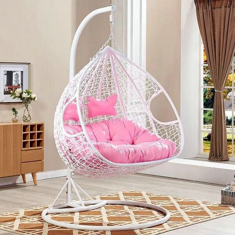 Fashion Rattan Wicker Double Seat Hanging Egg Patio Swing Chair