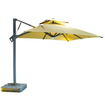 Wholesale Outdoor Parasol Heavy Duty Umbrella Luxury Hydraulic Side Pole Umbrella (double top)