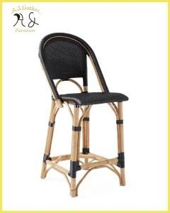 Tropical Bamboo Plastic Rattan Bistro Bar Stool Chair