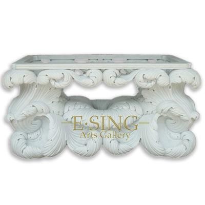Natural Marble Table with Flower Carving for Home Garden