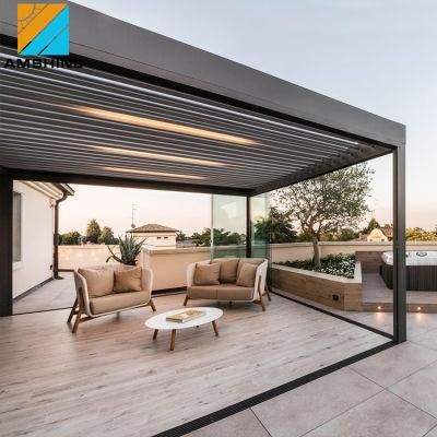 Aluminum Louvre Rainproof Gazebo Outdoor Furniture Bioclimatique Waterproof Electric Louvered Roof Pergolas