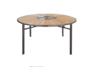 Teak Wood Round Dining Table Outdoor Furniture with Metal Legs