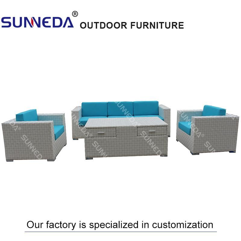Project Rattan Outdoor Chair Sofa Set Garden Hotel Cafe Bar with Drawer Aluminum Wholesale