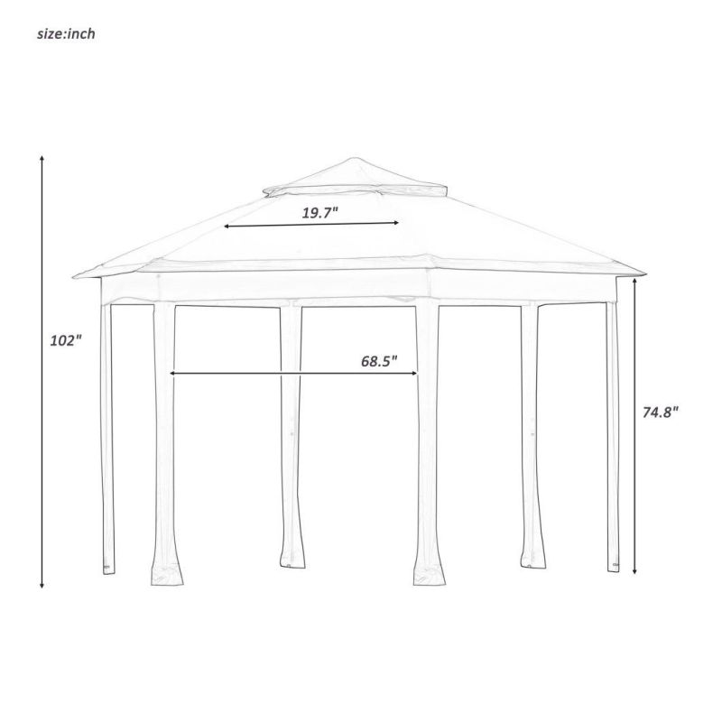 Iron Hexagon Outdoor Tent Patio Gazebo for Party Wedding