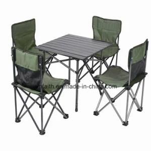 Folding Table and Armrest Chair for Camping, Fishing, Beach, Leisure
