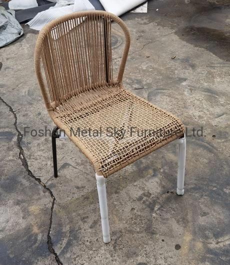 Outdoor Wicker Metal Courtyard Garden Hotel Restaurant Rope Rattan Chair