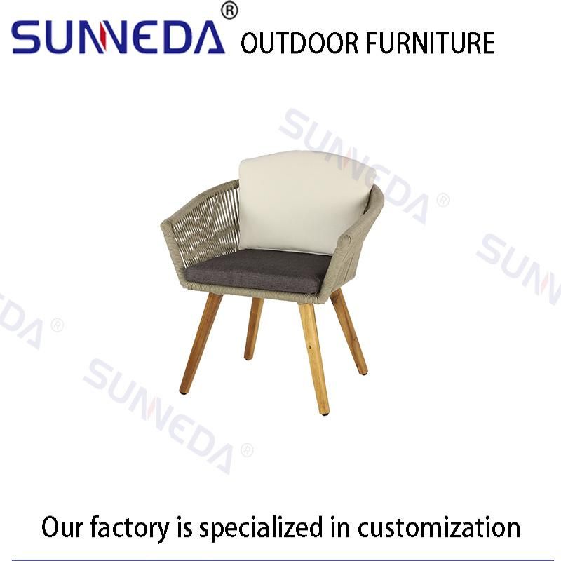 Wood Foot Woven Dining Chair Coffee Table Set