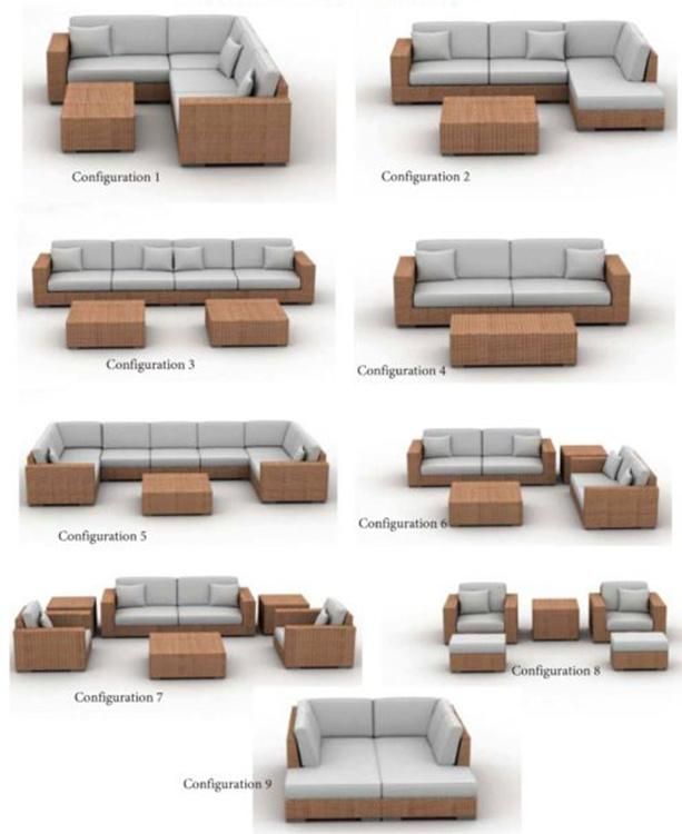 Leisure Patio Outdoor Furniture Coffee Shop Lovers Garden Rattan Sofa