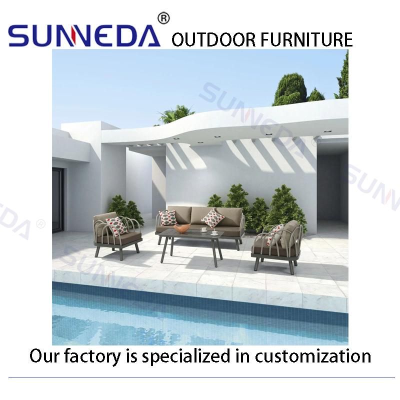 Outdoor Luxury Swimming Pool Side Sofa with Aluminum Tea Table