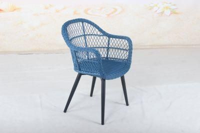 Good Quality Outdoor Garden Balcony PE Rattan Blue Chair