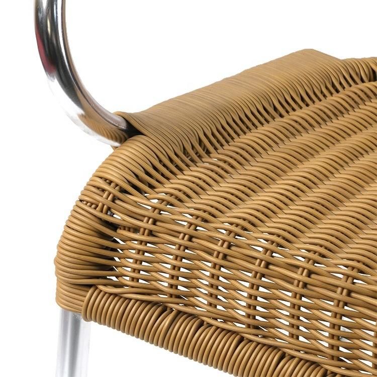 Fashion Beige Color PE Rattan Wicker Dining Chair Indoor and Outdoor Bull Head Garden Chair