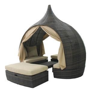 Outdoor Wicker Daybed with Cushion and Curtain, 2016 Hot Selling
