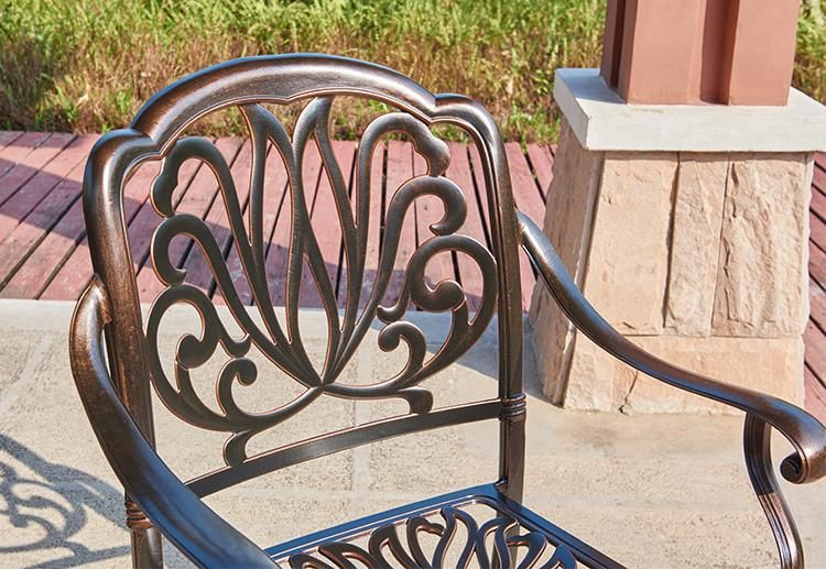 Durable Cast Aluminum Coffee Patio Set 6 Chair Outdoor Furniture for Home Party