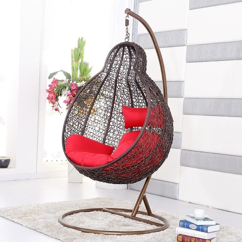 Rough Rattan Egg Shaped Indoor Garden Patio Hanging Swing Chair