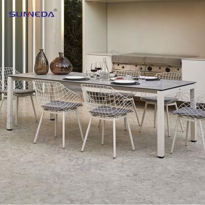 Modern Outdoor Garden Table Set Furniture with Durable Stainless Steel Structure Chair and Kd Structure Save Space Use Indoor Villa Hotel