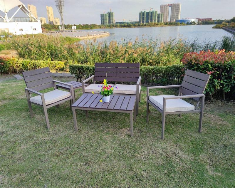 Plastic Wood Grain Patio Cafe Sets