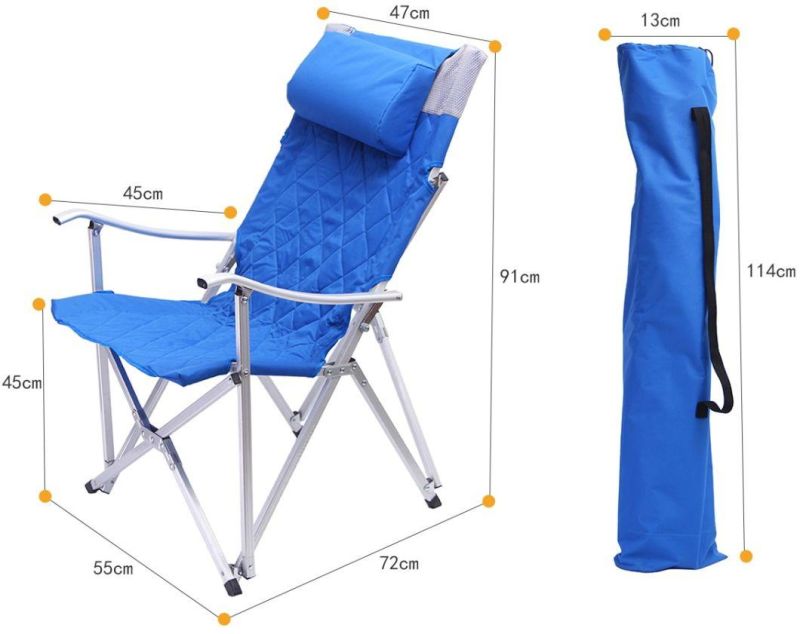 Aluminum Luxury Folding Camping Floor Moon Portable Foldable Blue Chair