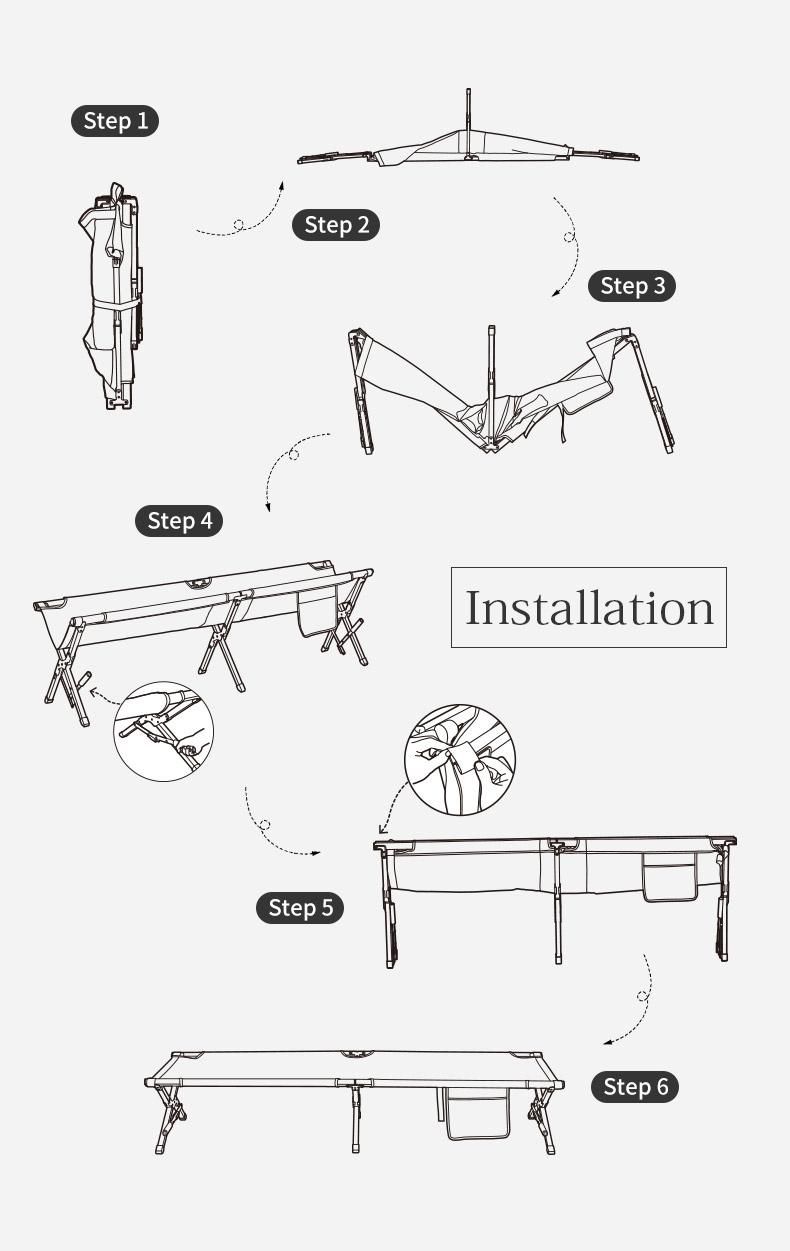 Wood Coating Steel Metal Portable Folding Bed