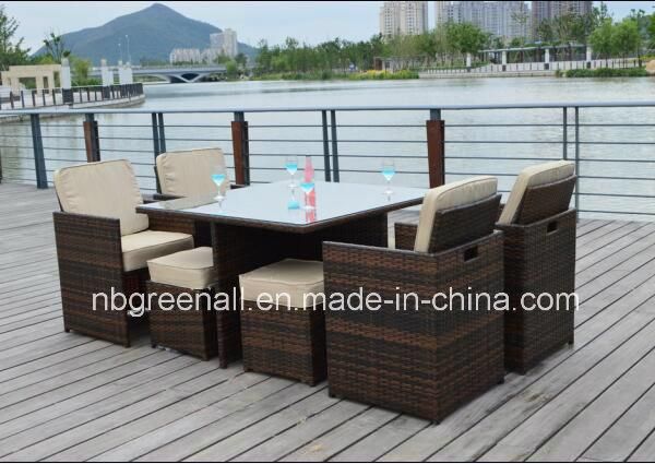 High Back Outdoor Rattan Tables and Chairs Cube Dining Sets Garden Patio Living Room Furniture