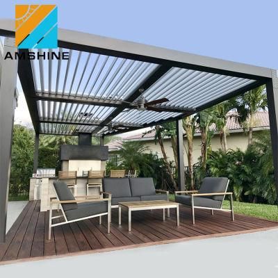 New Style Remote Control Rain Protection Pergola Aluminum Terrace Veranda Waterproof Roof Louver for Swimming Pool