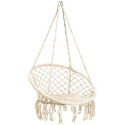 for Indoor, Outdoor, Home, Bedroom, Patio, Yard and Garden Use, Hammock Chair Macrame Swing with Cushion, Hanging 100%Cotton Rope Swing