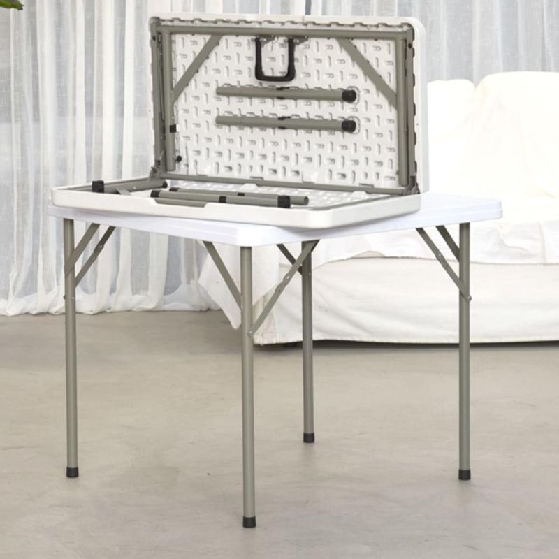 Outdoor Camping BBQ Sturdy White Plastic Top Square Folding Table