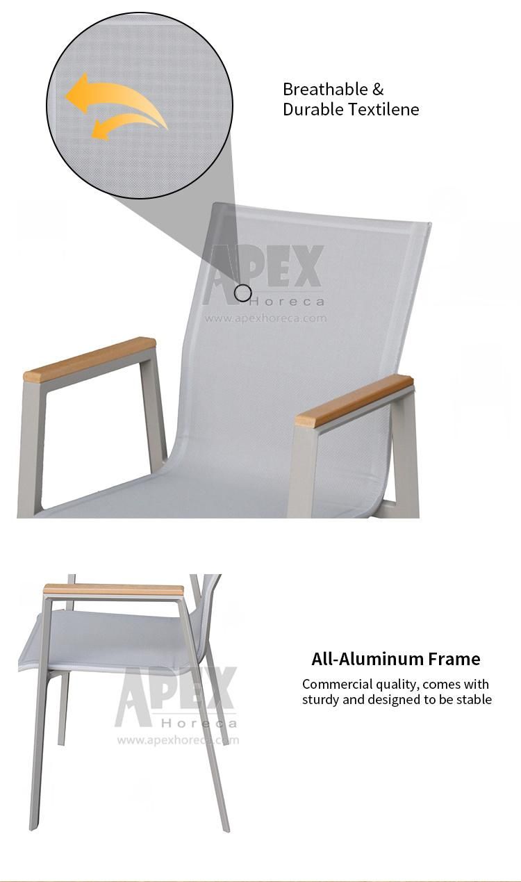 Outdoor Aluminum Dining Chair with Poly Wood Garden Chair