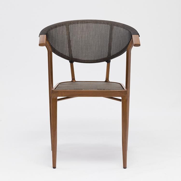 Cafe European Modern Fabric Dining Chairs Metal Leg with Arms