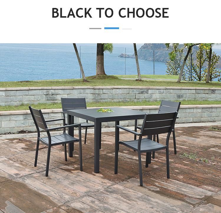 5-Piece Metal Patio Outdoor Dining Set Garden Table and Stack Chairs Patio Furniture