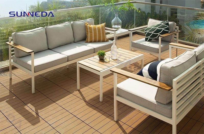 Modern Home Villa Hotel Resort White Aluminum Outdoor Garden Sofa Set