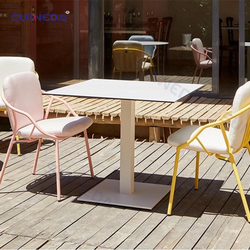 Modern Style Outdoor Table Set with Aluminum Frame, Spray UV Powder