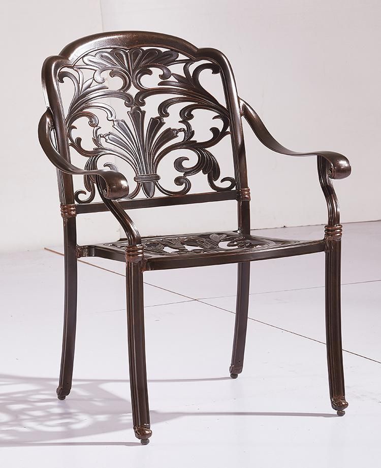 Cast Aluminum Modern Outdoor Dining Metal Chair Stackable for Garden