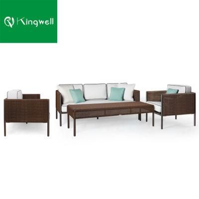 Aluminum Frame Patio Furniture Garden Home Outdoor Rattan Sofa Set with Coffee Table