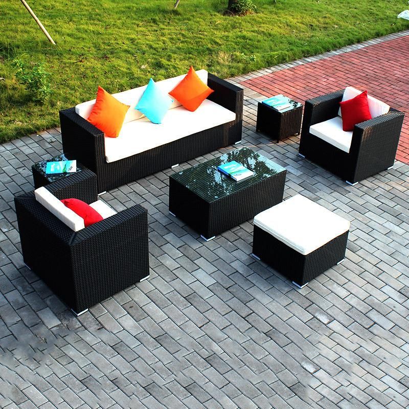 Outdoor Aluminum Steel Set Garden Single Sleeper Sofa Set with Cushion