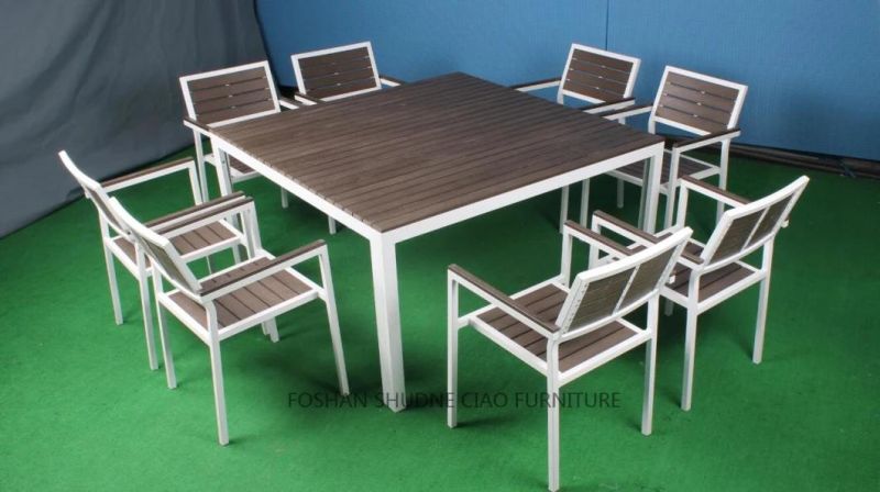 Home Furniture 8 Seats Plastic Top Aluminiuml Dining Table Set-CF814