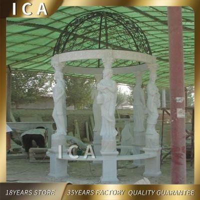 Wholesale Custom Large White Marble Lady Statue Column Gazebo