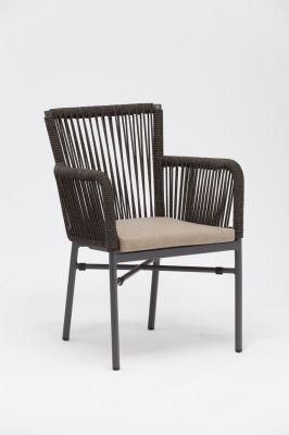 Weather-Resistant Powdercoated Aluminum Rope Chair for Garden